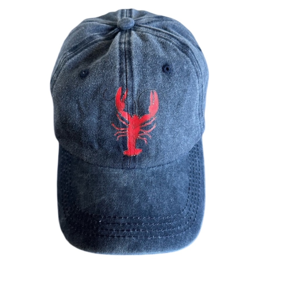 Lobster Graphic Printed Baseball Cap in Distressed Blue Unisex New!